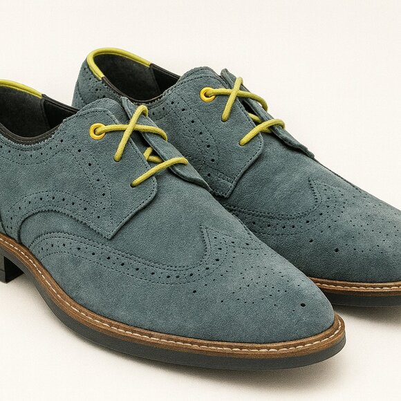 Goodwin Smith Bucking Good Shoes Ewood Suede Brogue Men 9 Grey - Picture 2 of 3